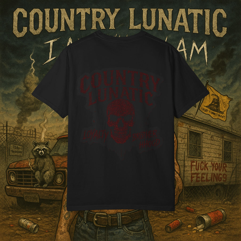 Garment-Dyed T-shirt Country Lunatic Logo #2 Back Print
