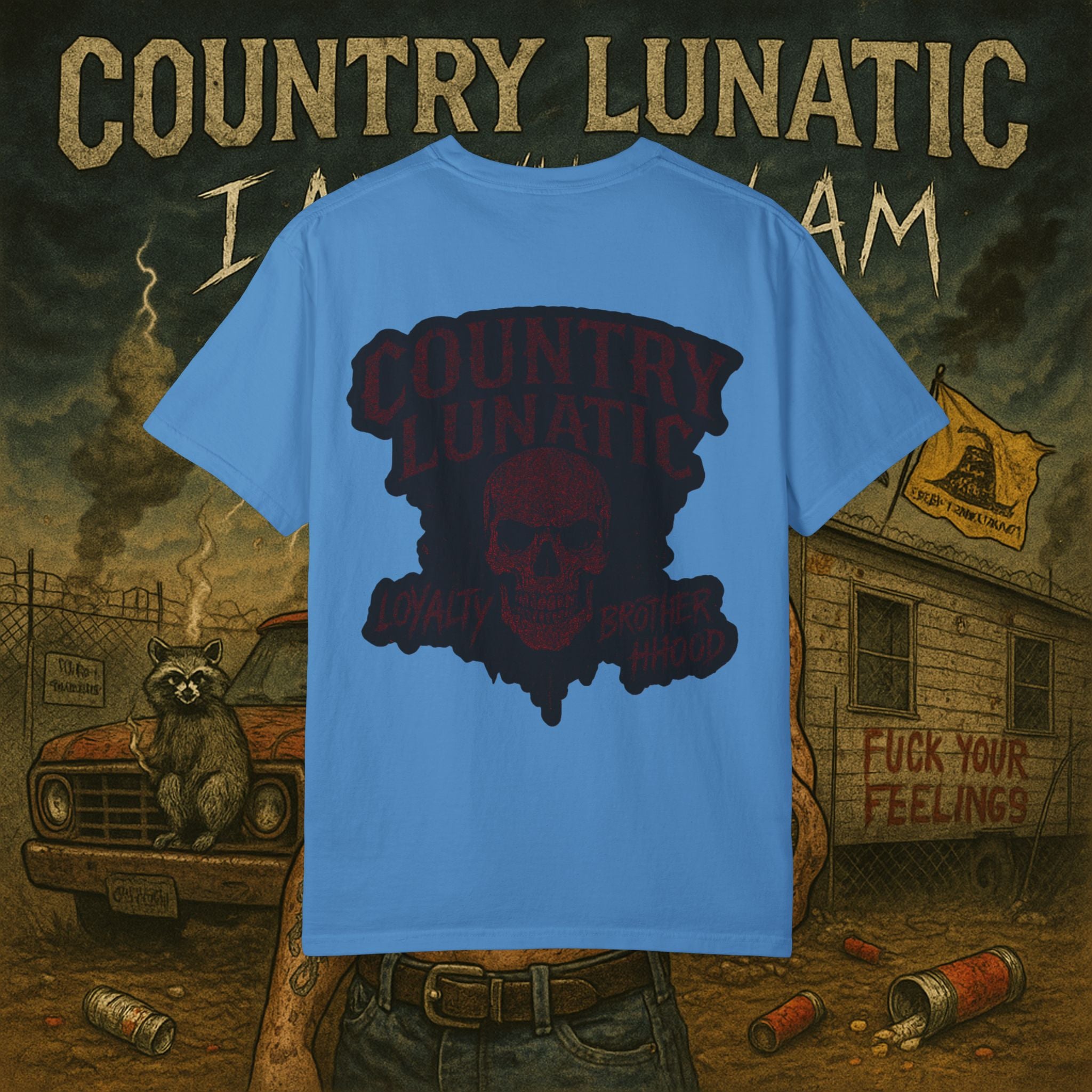 Garment-Dyed T-shirt Country Lunatic Logo #2 Back Print