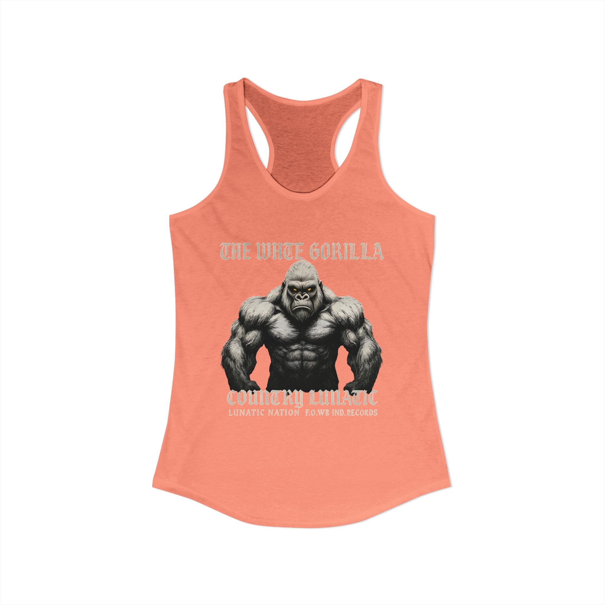 Mighty Gorilla Fitness Tank, Workout Top, Gym Apparel, Gym Tank, Gift for Fitness Lovers, White Gorilla Strength Motivation
