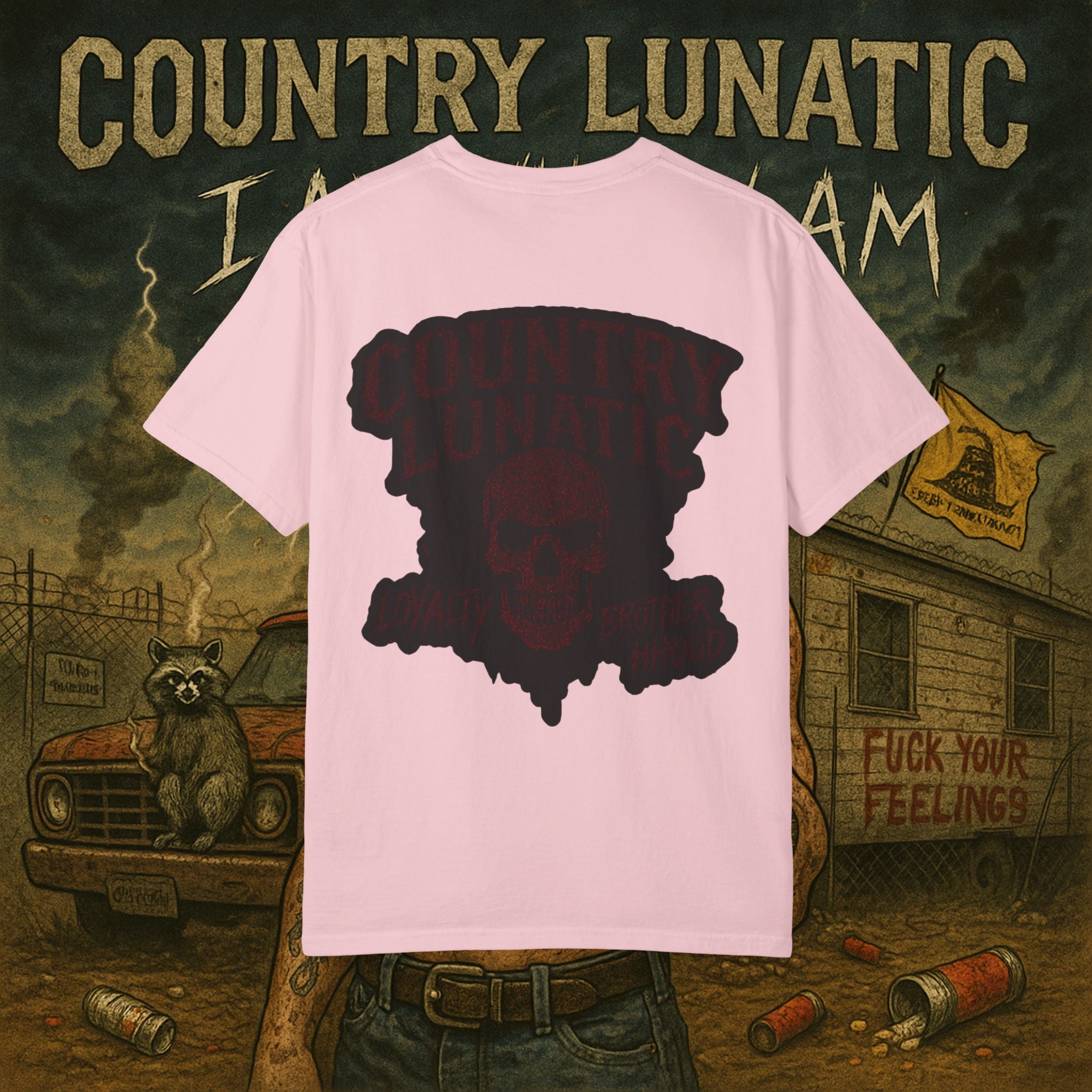 Garment-Dyed T-shirt Country Lunatic Logo #2 Back Print