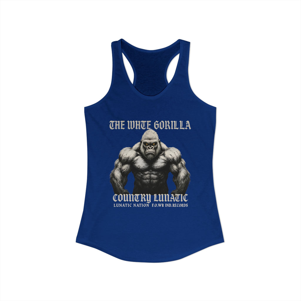 Mighty Gorilla Fitness Tank, Workout Top, Gym Apparel, Gym Tank, Gift for Fitness Lovers, White Gorilla Strength Motivation