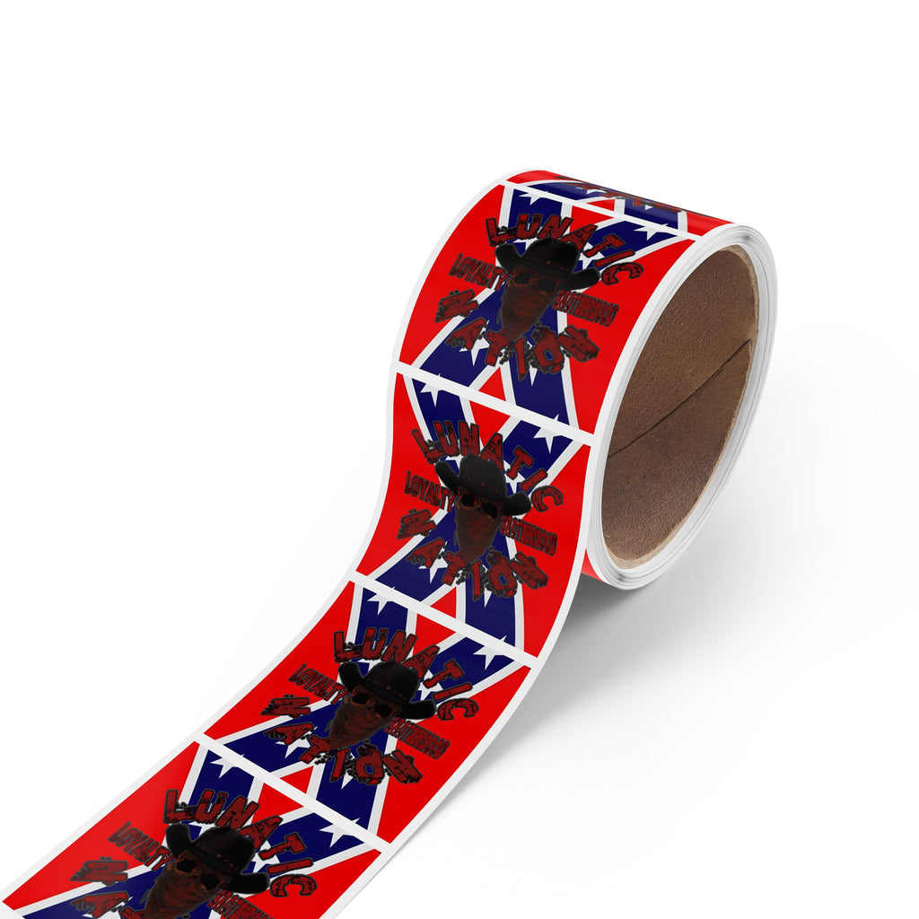 Lunatic Rebel Square Sticker Rolls – Bold Design for Events & Personal Use