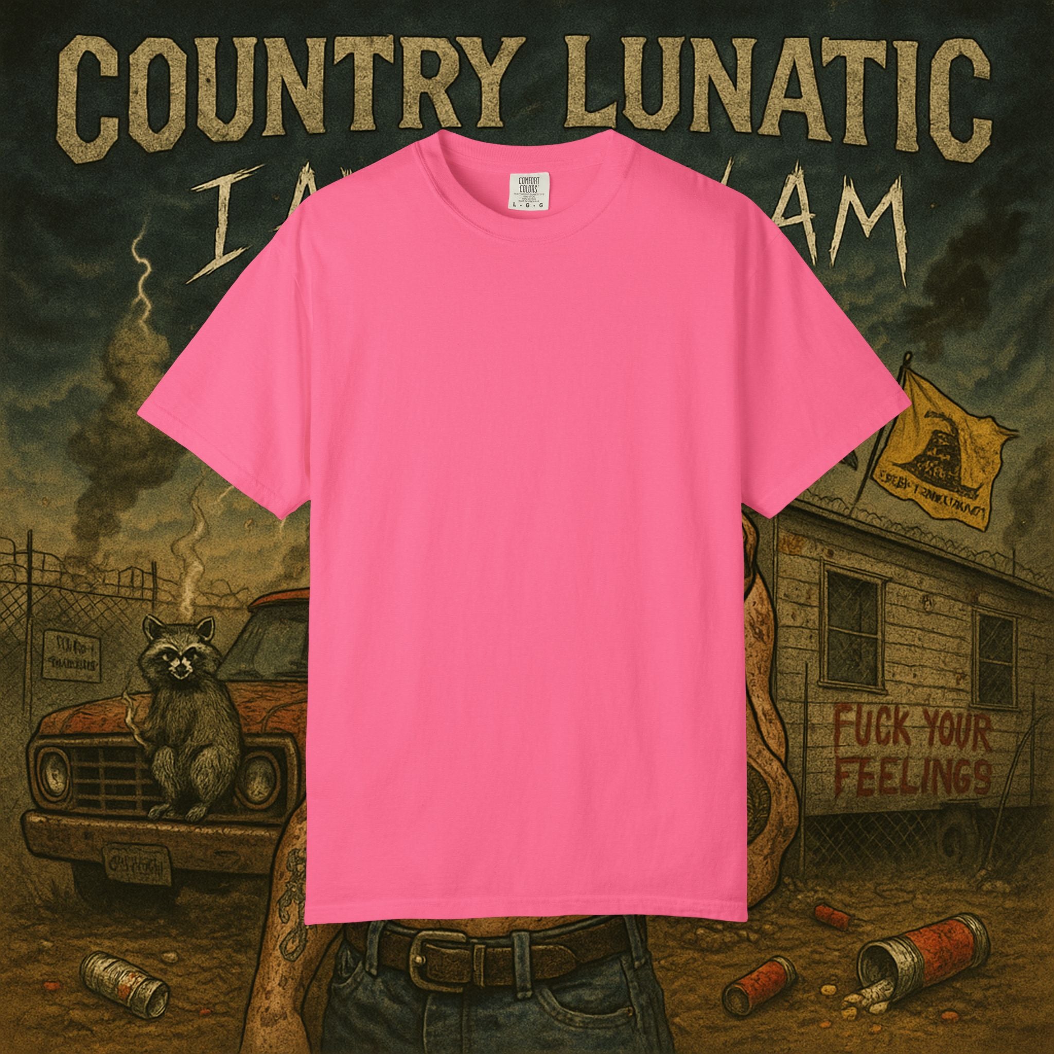 Garment-Dyed T-shirt Country Lunatic Logo #2 Back Print