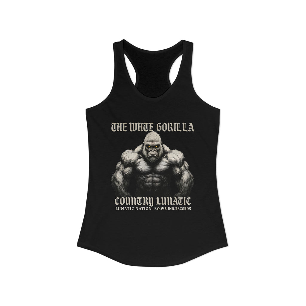 Mighty Gorilla Fitness Tank, Workout Top, Gym Apparel, Gym Tank, Gift for Fitness Lovers, White Gorilla Strength Motivation