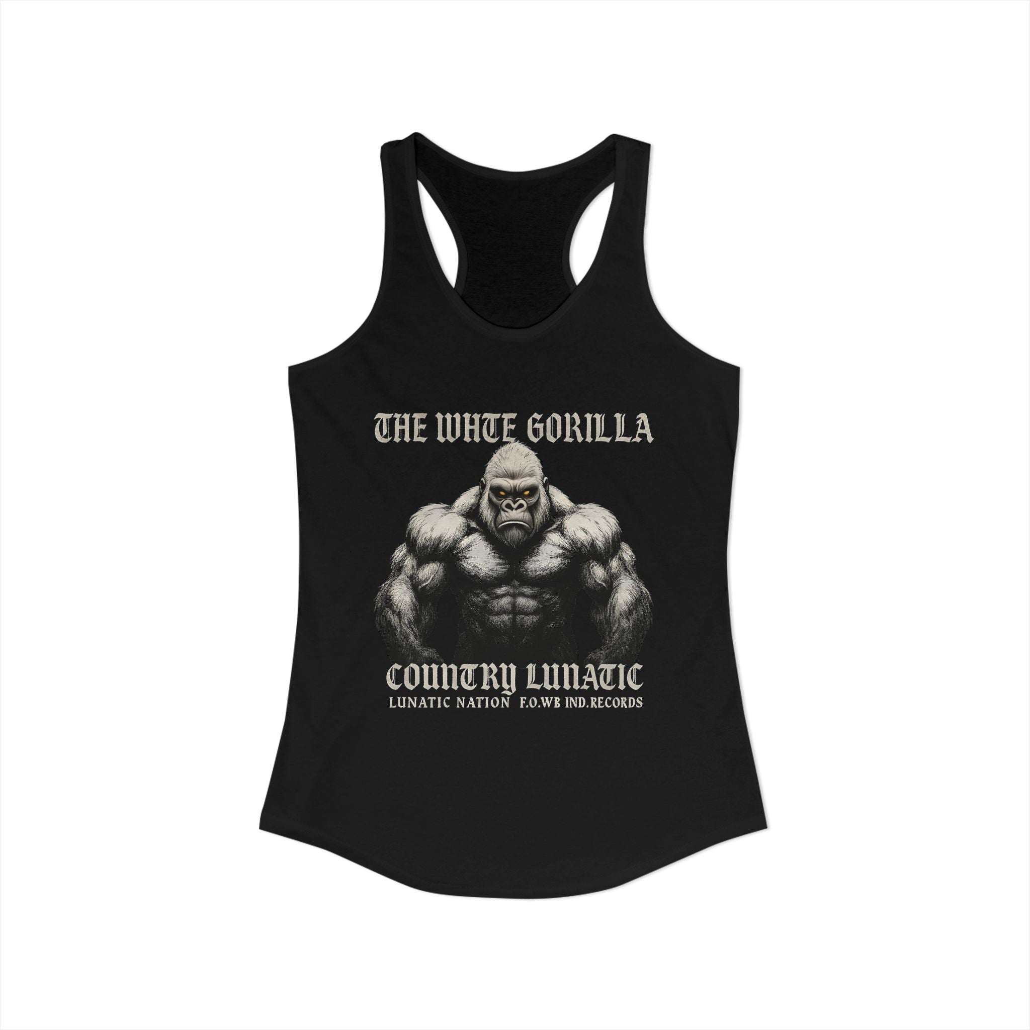 Mighty Gorilla Fitness Tank, Workout Top, Gym Apparel, Gym Tank, Gift for Fitness Lovers, White Gorilla Strength Motivation