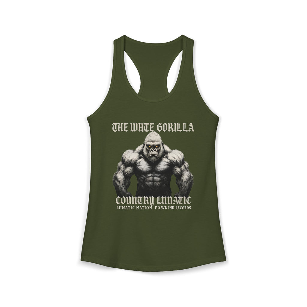 Mighty Gorilla Fitness Tank, Workout Top, Gym Apparel, Gym Tank, Gift for Fitness Lovers, White Gorilla Strength Motivation