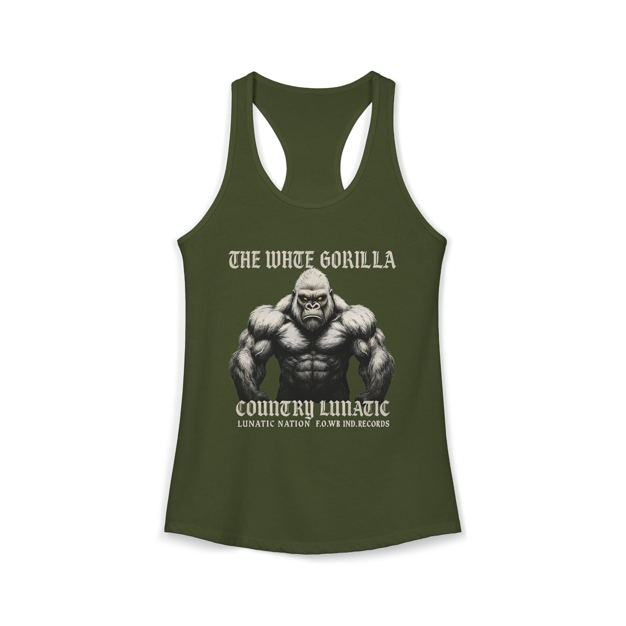 Mighty Gorilla Fitness Tank, Workout Top, Gym Apparel, Gym Tank, Gift for Fitness Lovers, White Gorilla Strength Motivation