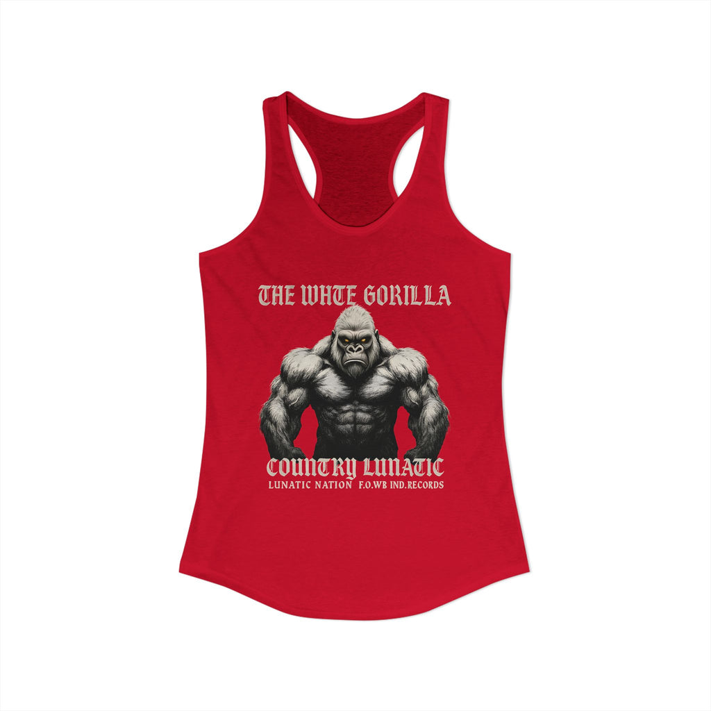 Mighty Gorilla Fitness Tank, Workout Top, Gym Apparel, Gym Tank, Gift for Fitness Lovers, White Gorilla Strength Motivation