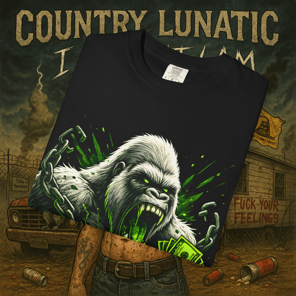 Garment-Dyed T-shirt - Country Lunatic White Gorilla 420 Edition