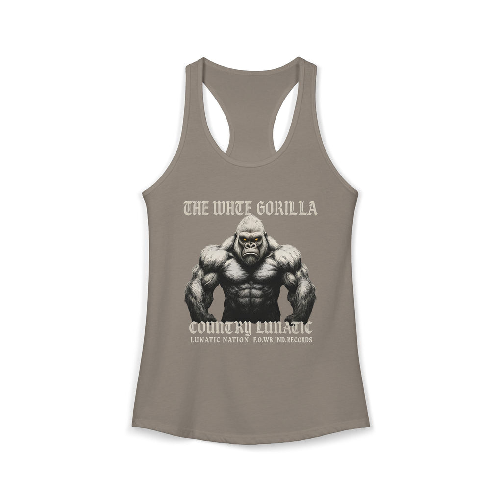 Mighty Gorilla Fitness Tank, Workout Top, Gym Apparel, Gym Tank, Gift for Fitness Lovers, White Gorilla Strength Motivation