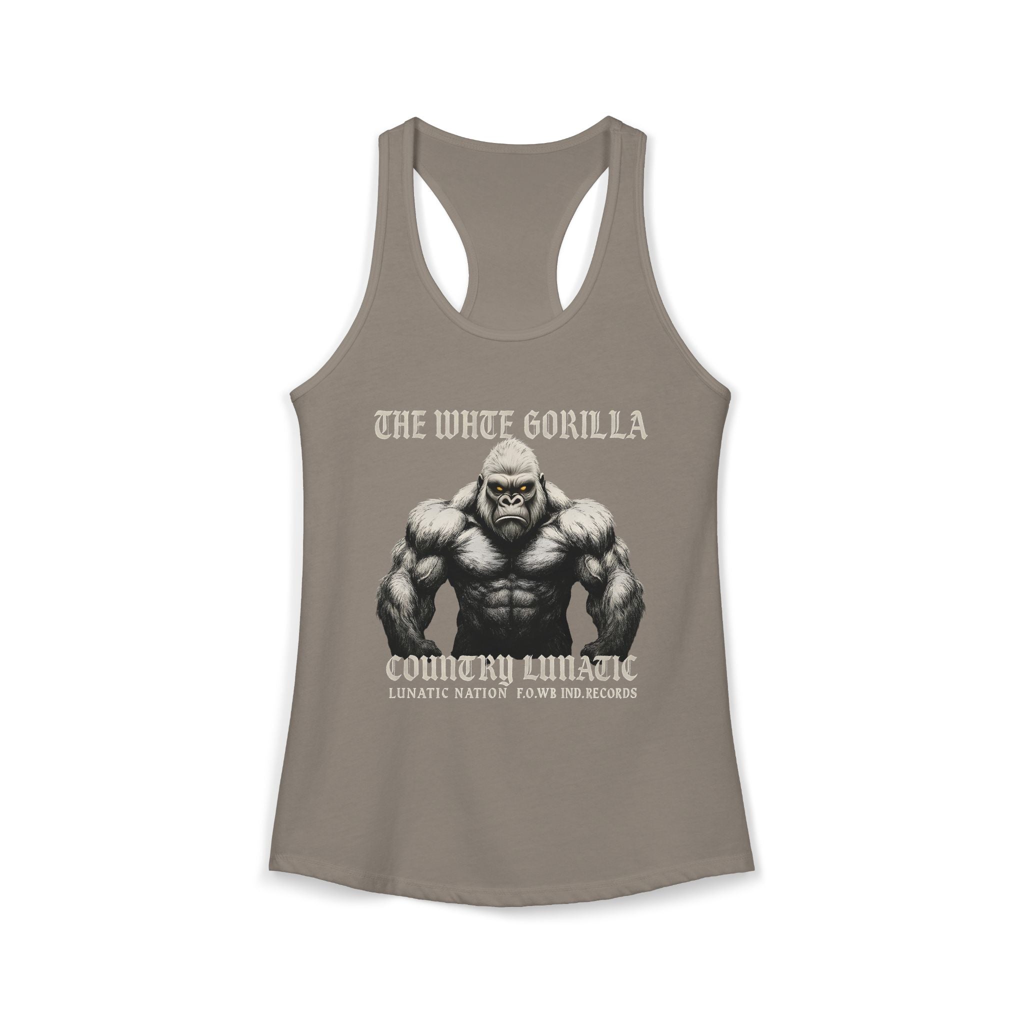 Mighty Gorilla Fitness Tank, Workout Top, Gym Apparel, Gym Tank, Gift for Fitness Lovers, White Gorilla Strength Motivation