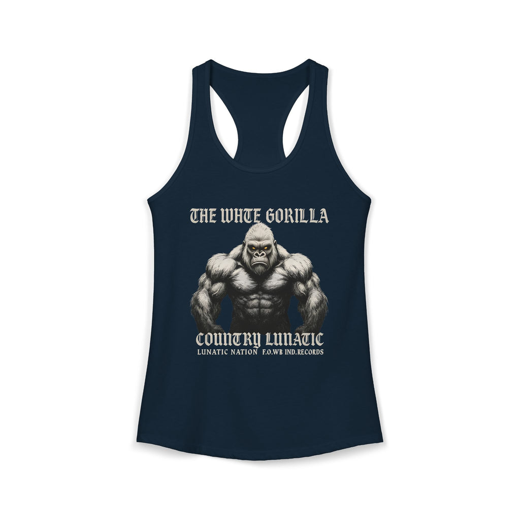 Mighty Gorilla Fitness Tank, Workout Top, Gym Apparel, Gym Tank, Gift for Fitness Lovers, White Gorilla Strength Motivation