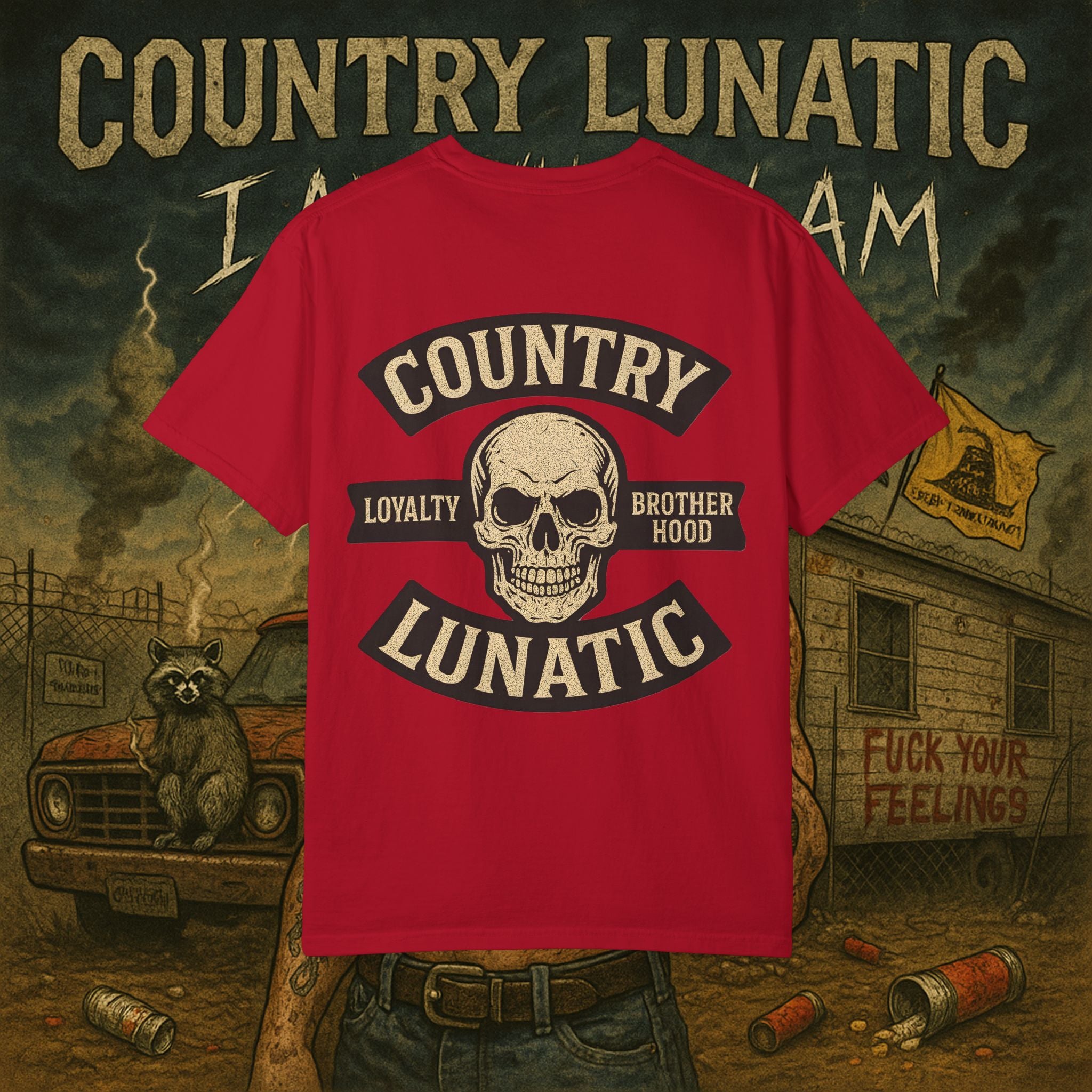 Garment-Dyed T-shirt Country Lunatic Logo #2 Back Print