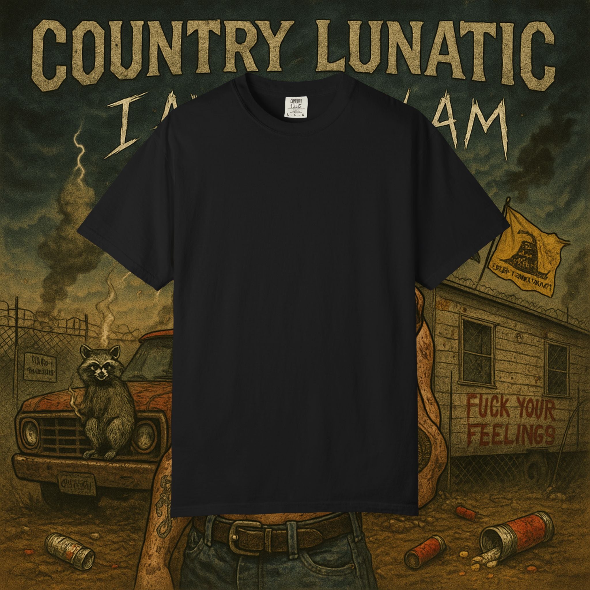 Garment-Dyed T-shirt Country Lunatic Logo #2 Back Print
