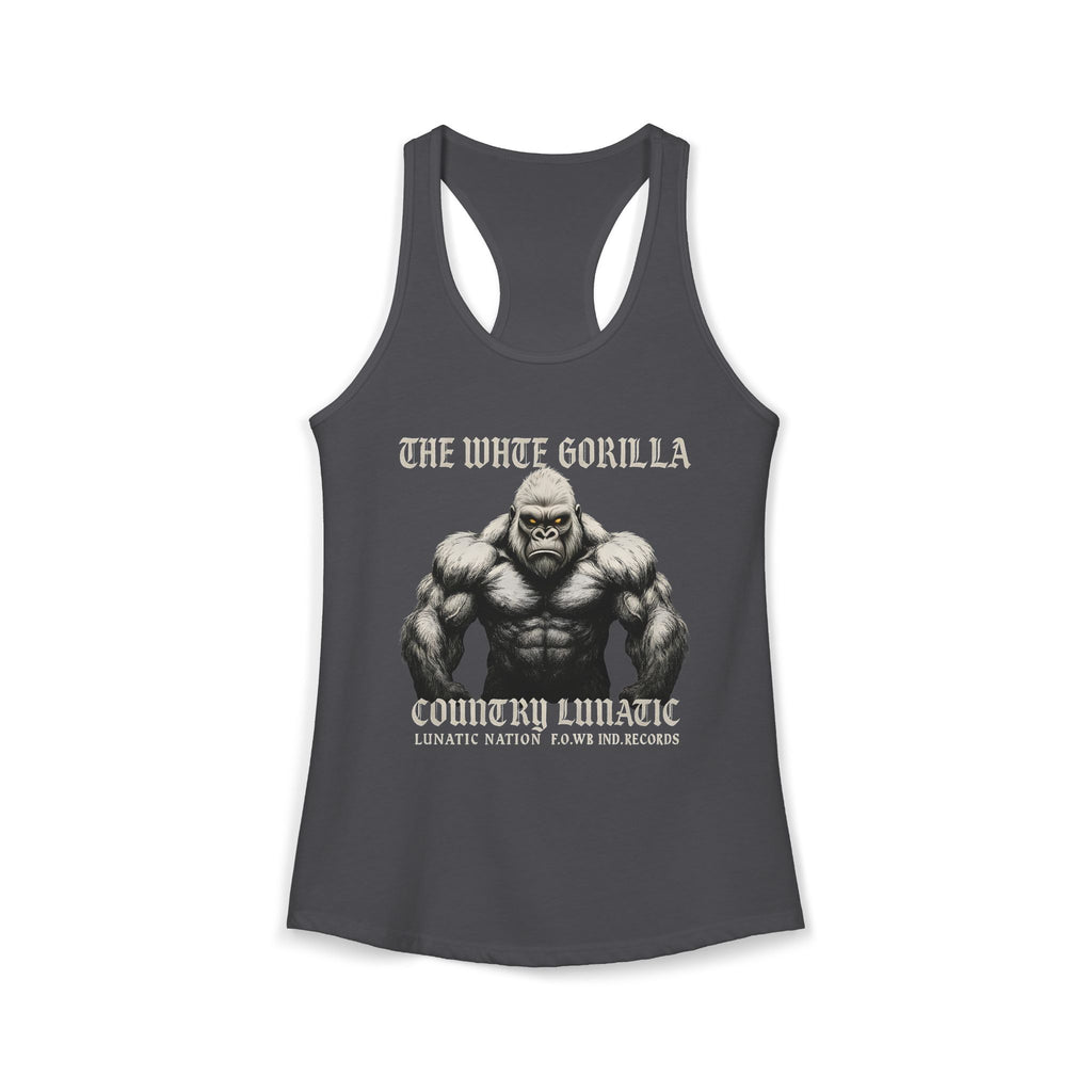 Mighty Gorilla Fitness Tank, Workout Top, Gym Apparel, Gym Tank, Gift for Fitness Lovers, White Gorilla Strength Motivation