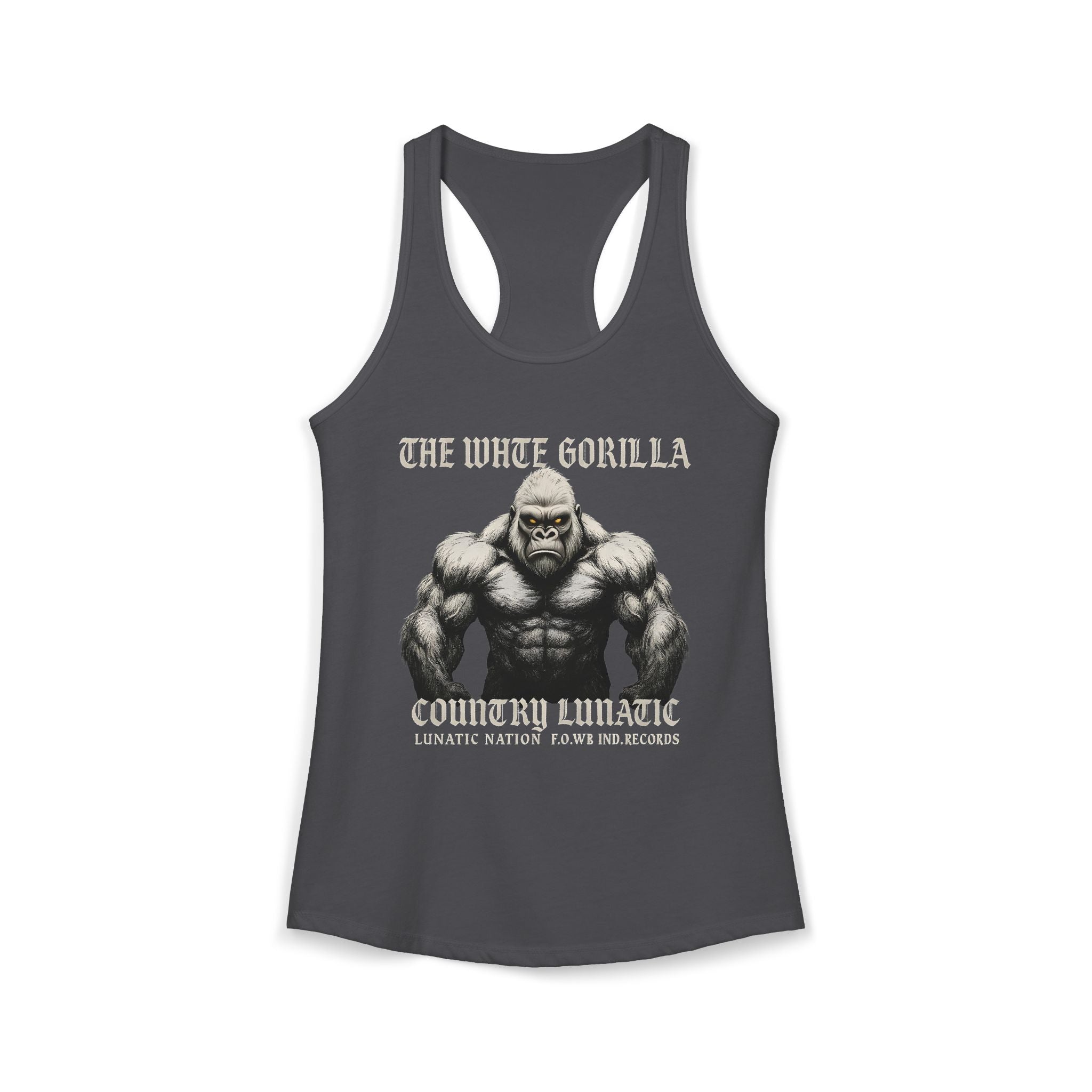 Mighty Gorilla Fitness Tank, Workout Top, Gym Apparel, Gym Tank, Gift for Fitness Lovers, White Gorilla Strength Motivation