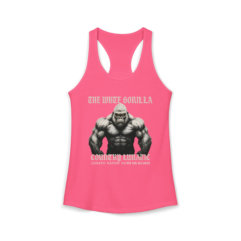 Mighty Gorilla Fitness Tank, Workout Top, Gym Apparel, Gym Tank, Gift for Fitness Lovers, White Gorilla Strength Motivation