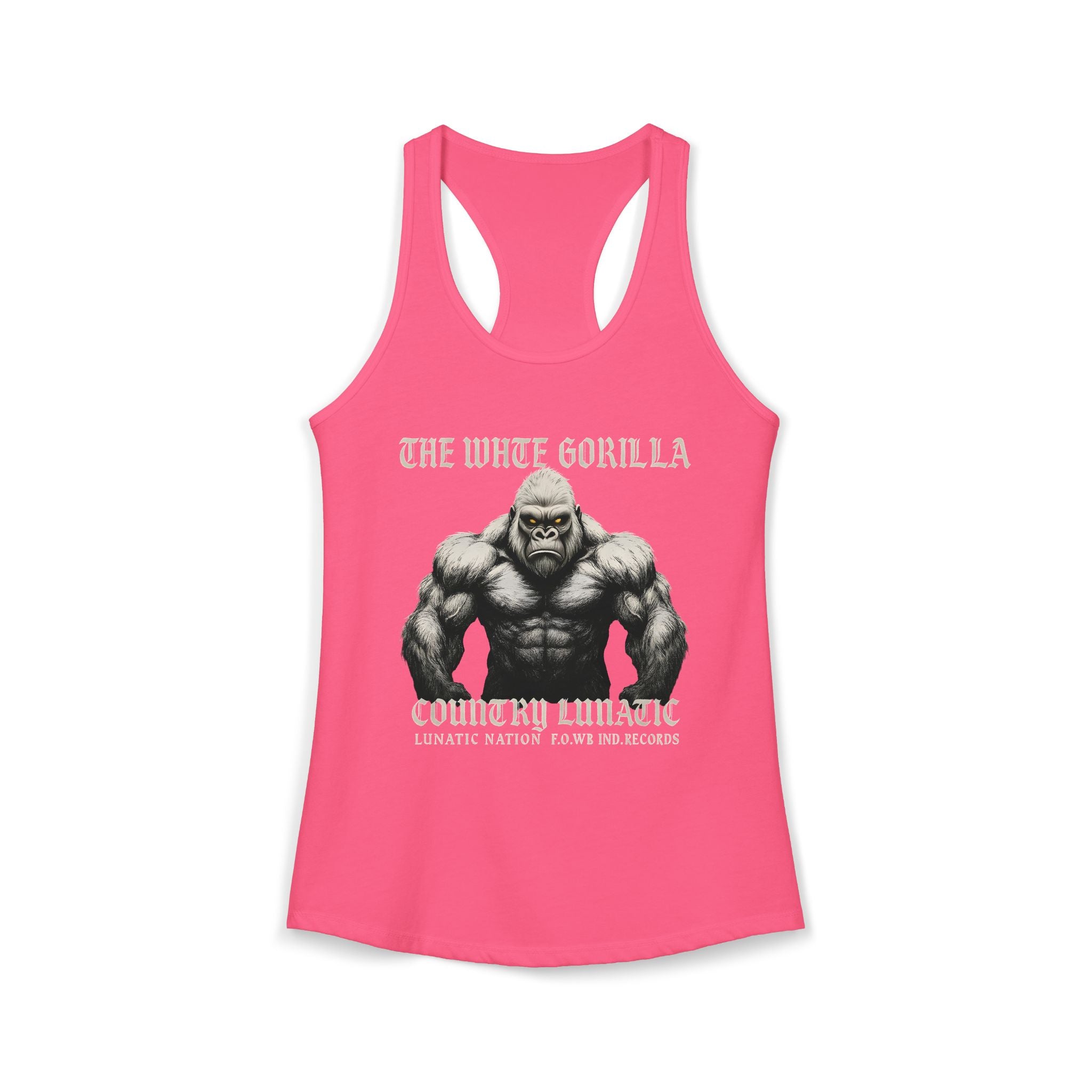 Mighty Gorilla Fitness Tank, Workout Top, Gym Apparel, Gym Tank, Gift for Fitness Lovers, White Gorilla Strength Motivation