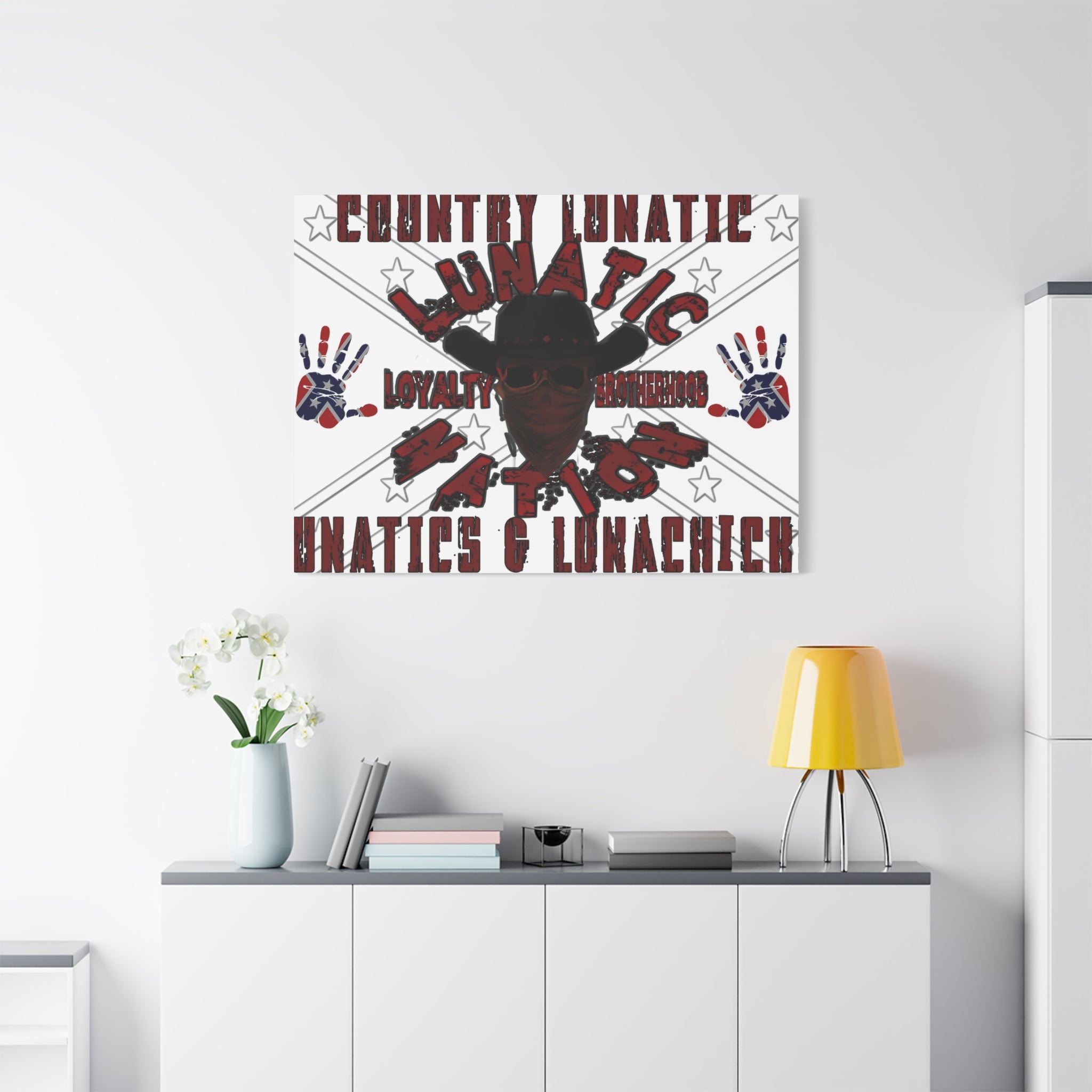 Country Lunatic Canvas Wall Art – Loyalty & Brotherhood Decor for Country Fans