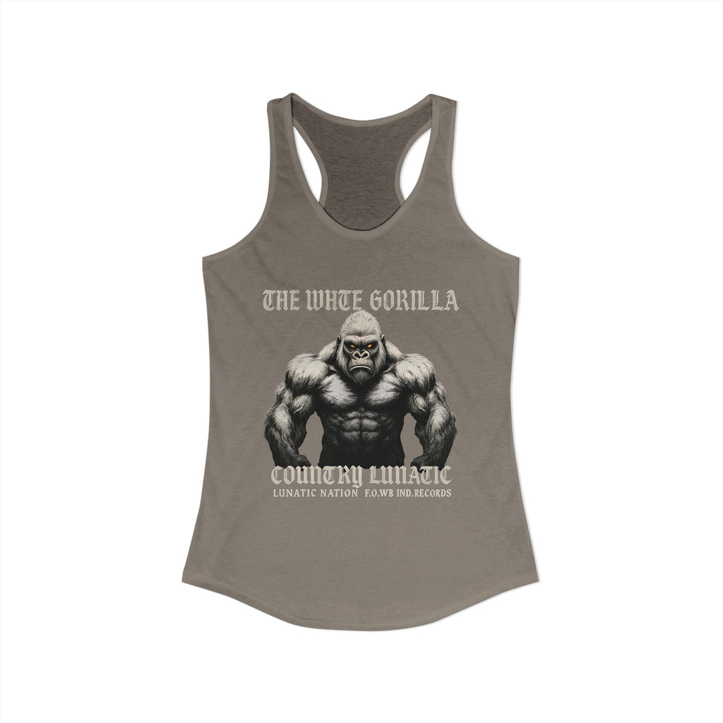 Mighty Gorilla Fitness Tank, Workout Top, Gym Apparel, Gym Tank, Gift for Fitness Lovers, White Gorilla Strength Motivation