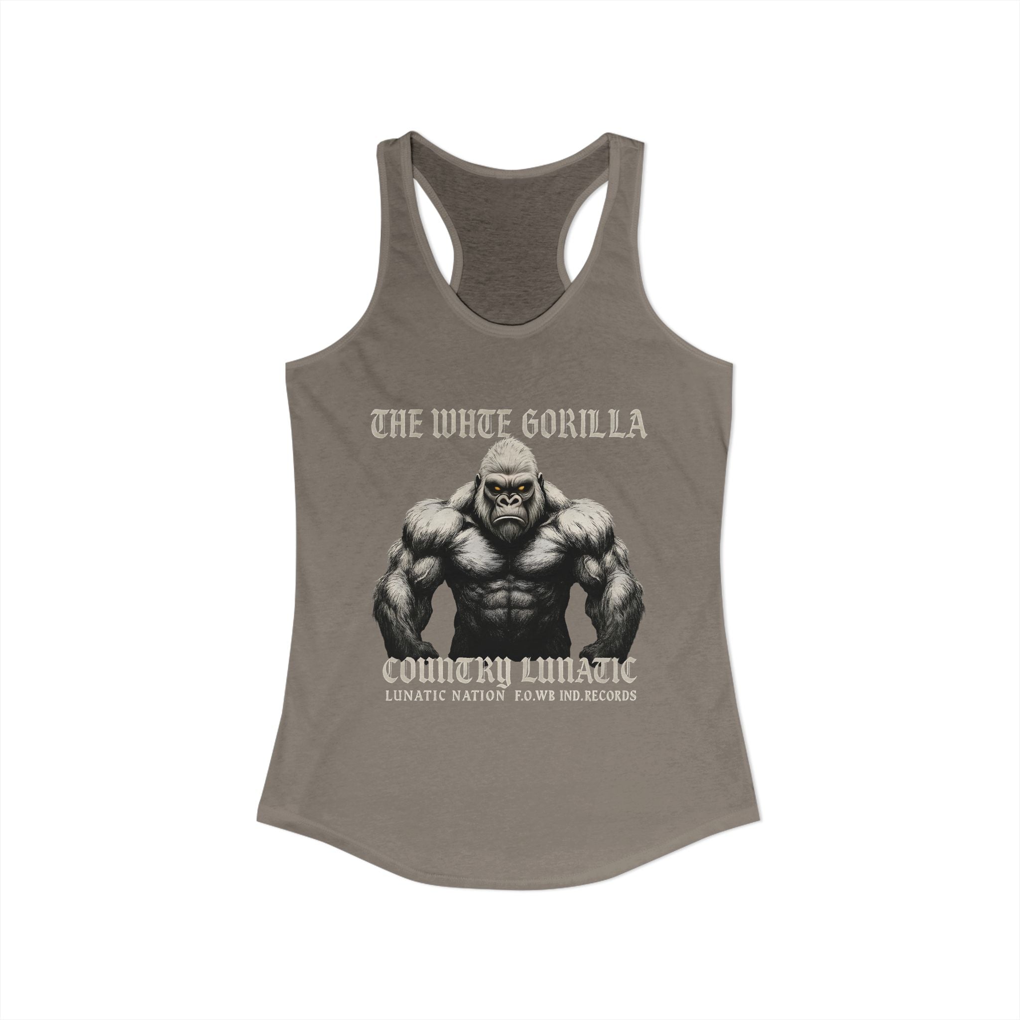 Mighty Gorilla Fitness Tank, Workout Top, Gym Apparel, Gym Tank, Gift for Fitness Lovers, White Gorilla Strength Motivation