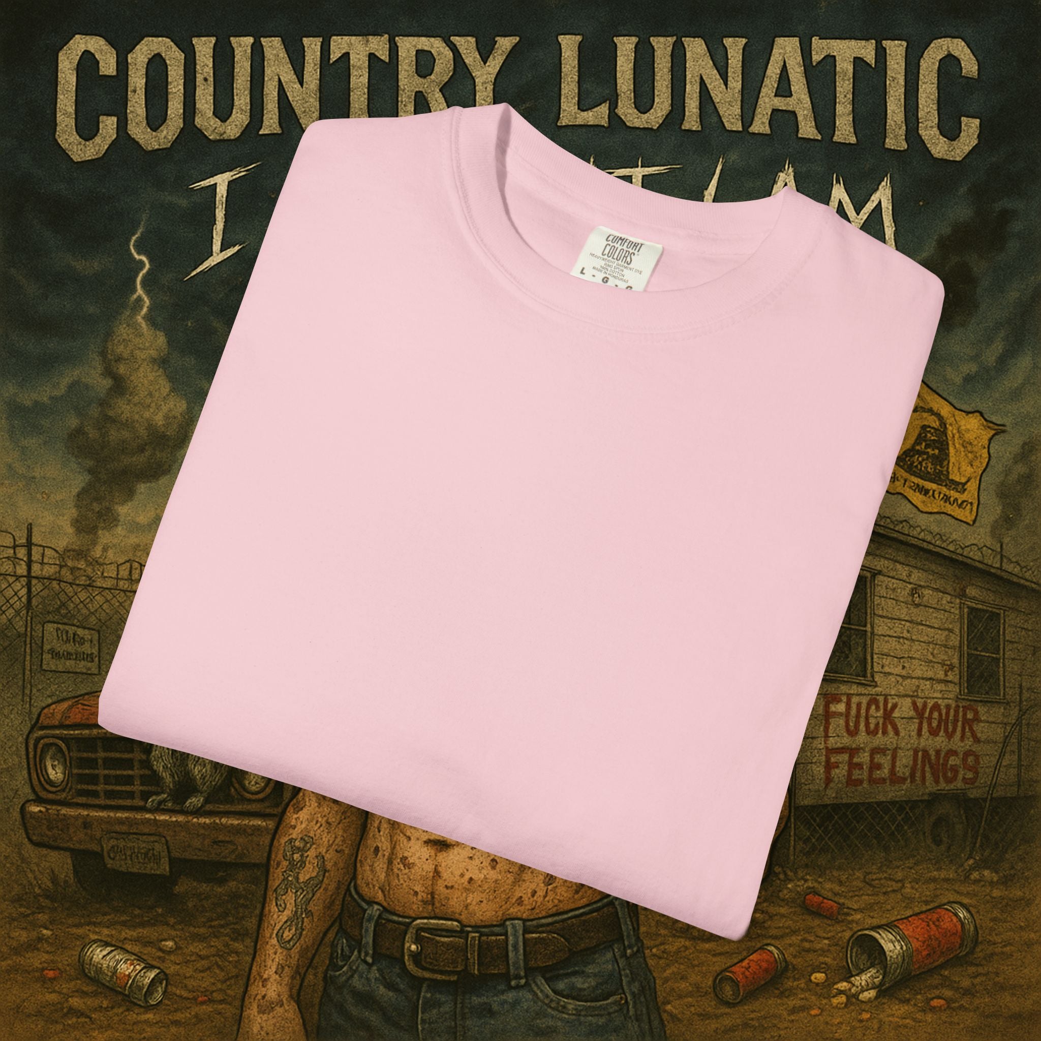 Garment-Dyed T-shirt Country Lunatic Logo #2 Back Print