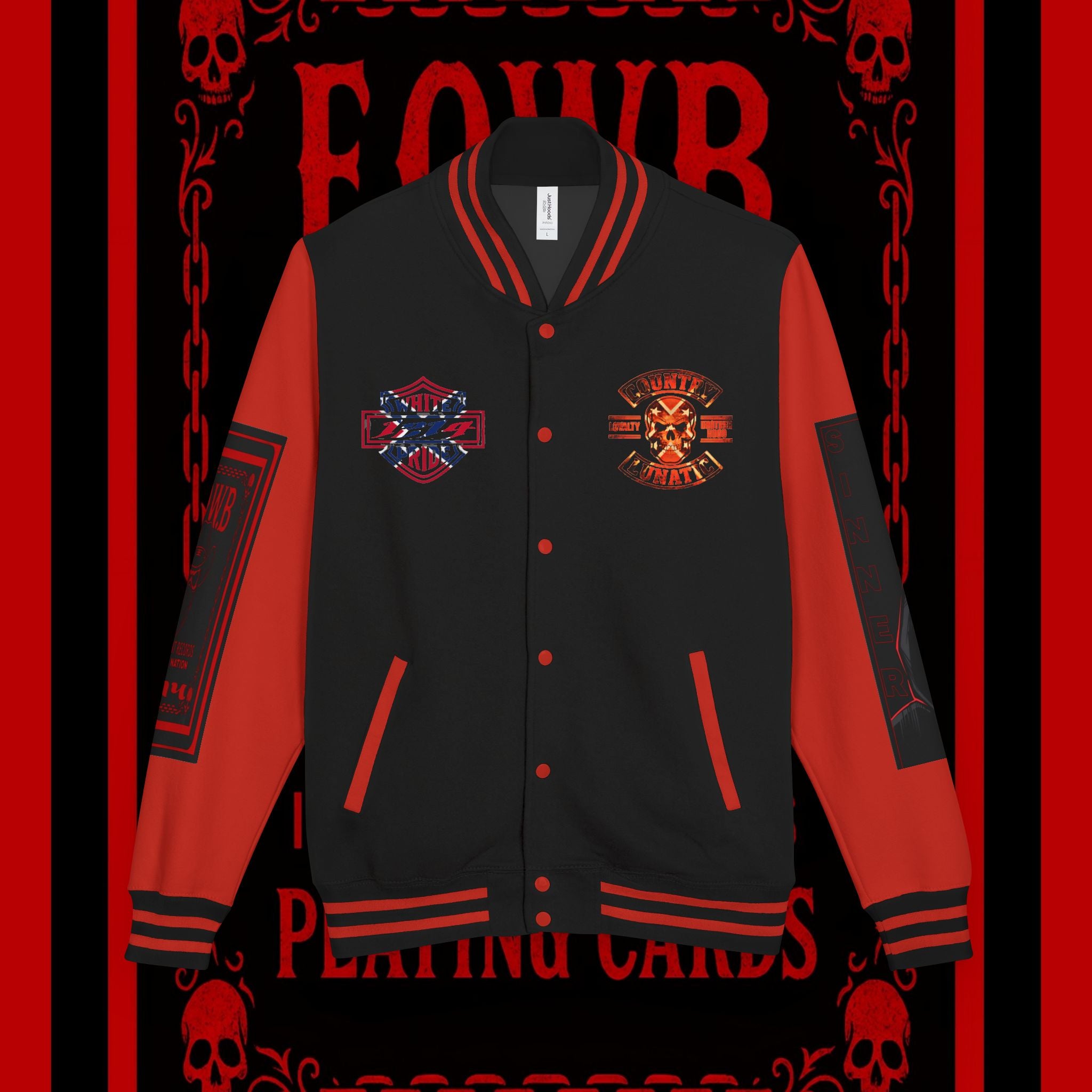 Letterman Jacket - F O W B Independent Records Country Lunatic’s Fam Design