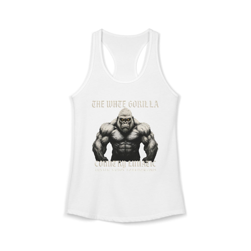 Mighty Gorilla Fitness Tank, Workout Top, Gym Apparel, Gym Tank, Gift for Fitness Lovers, White Gorilla Strength Motivation