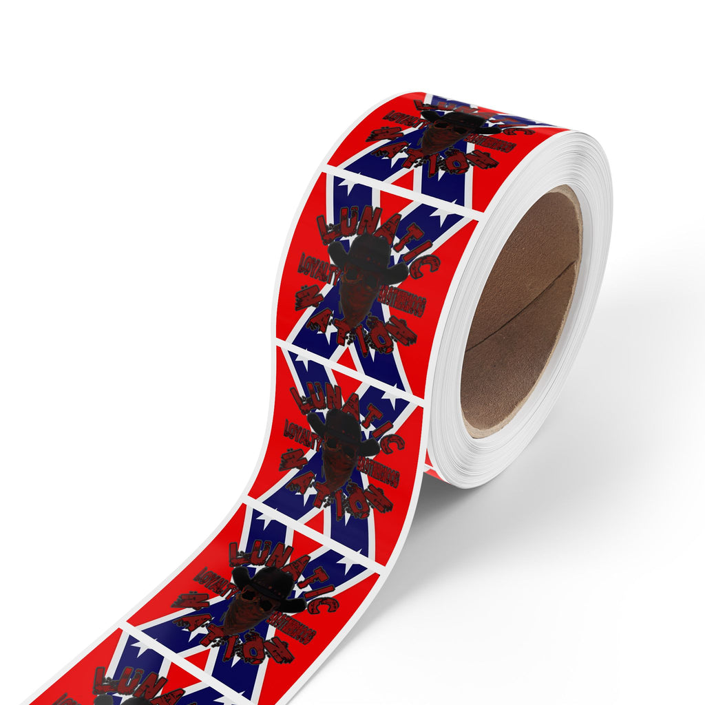 Lunatic Rebel Square Sticker Rolls – Bold Design for Events & Personal Use