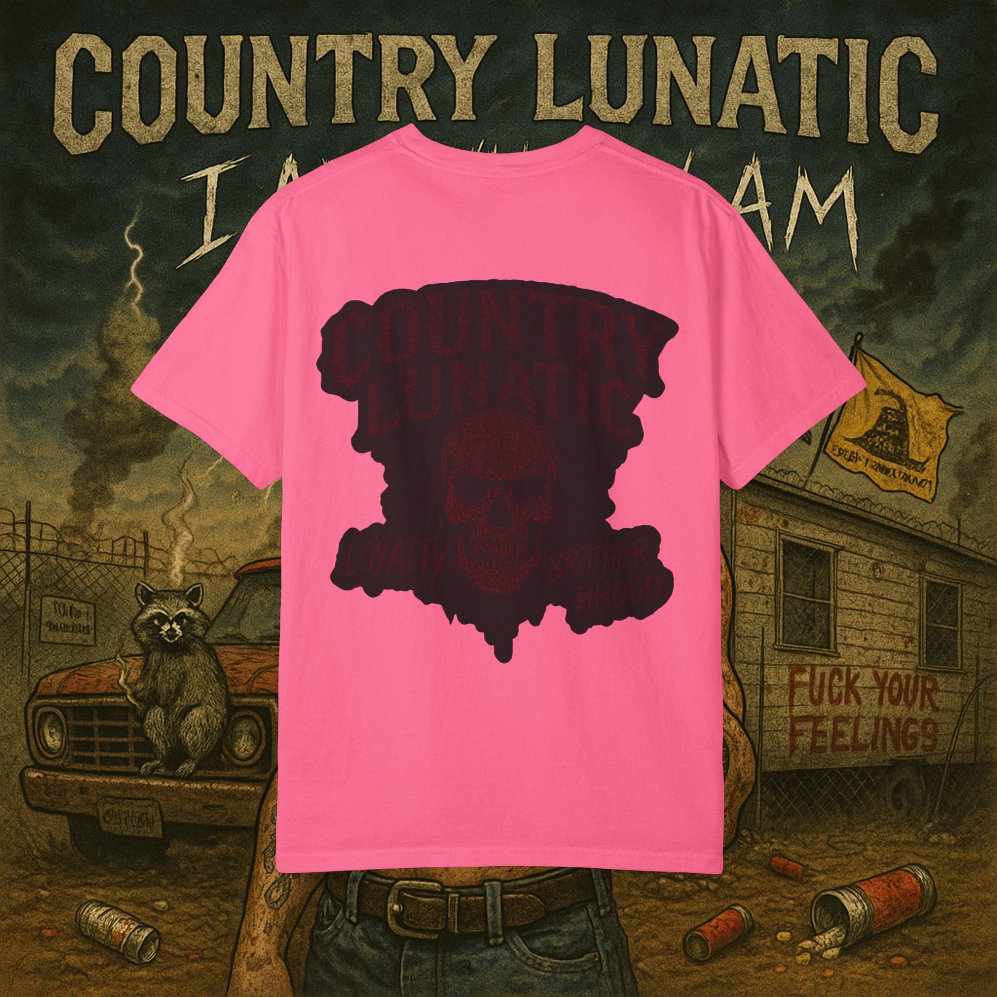 Garment-Dyed T-shirt Country Lunatic Logo #2 Back Print