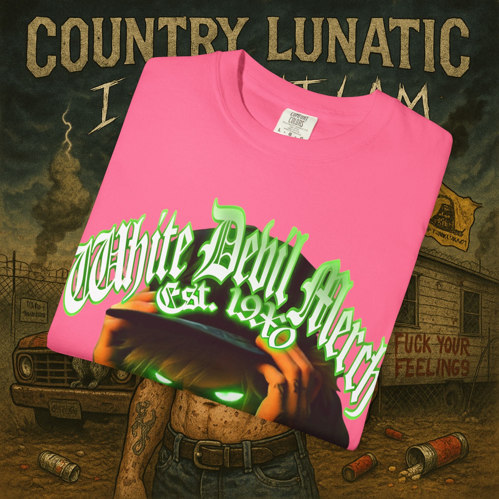 T-Shirt Lunatic Nation Logo Country Lunatic Unisex Garment-Dyed Tee