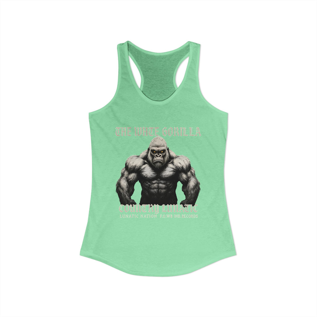 Mighty Gorilla Fitness Tank, Workout Top, Gym Apparel, Gym Tank, Gift for Fitness Lovers, White Gorilla Strength Motivation