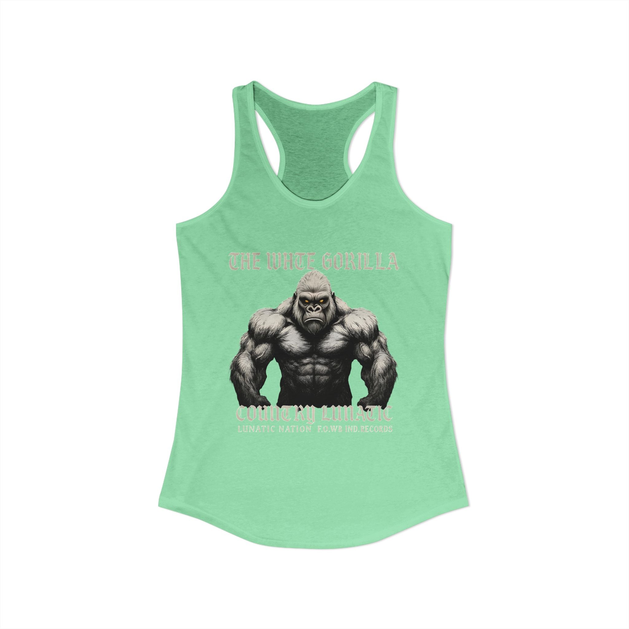 Mighty Gorilla Fitness Tank, Workout Top, Gym Apparel, Gym Tank, Gift for Fitness Lovers, White Gorilla Strength Motivation