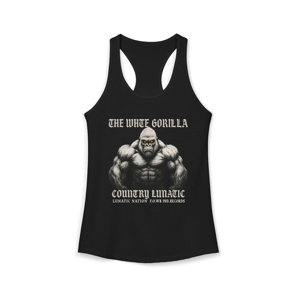 Mighty Gorilla Fitness Tank, Workout Top, Gym Apparel, Gym Tank, Gift for Fitness Lovers, White Gorilla Strength Motivation