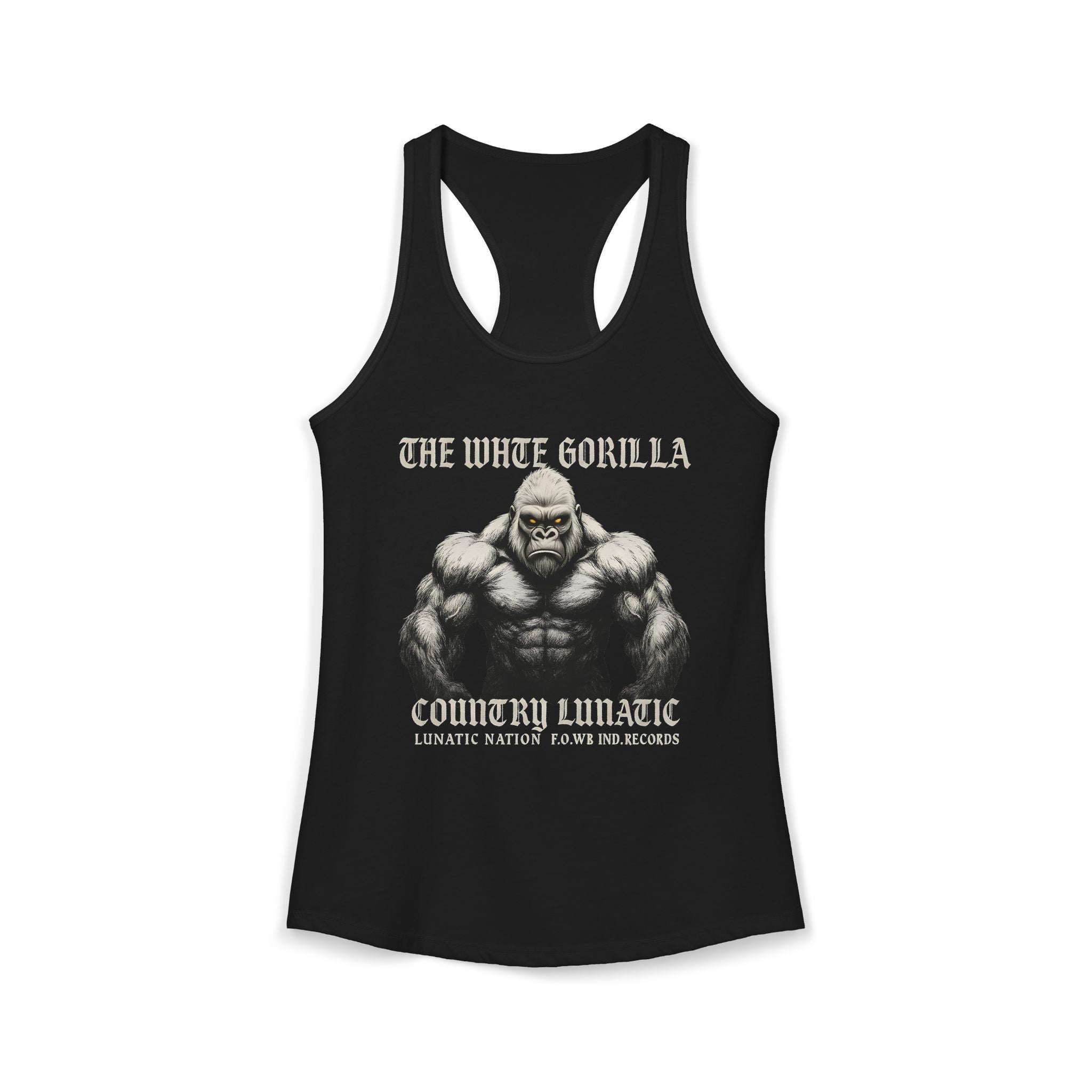 Mighty Gorilla Fitness Tank, Workout Top, Gym Apparel, Gym Tank, Gift for Fitness Lovers, White Gorilla Strength Motivation