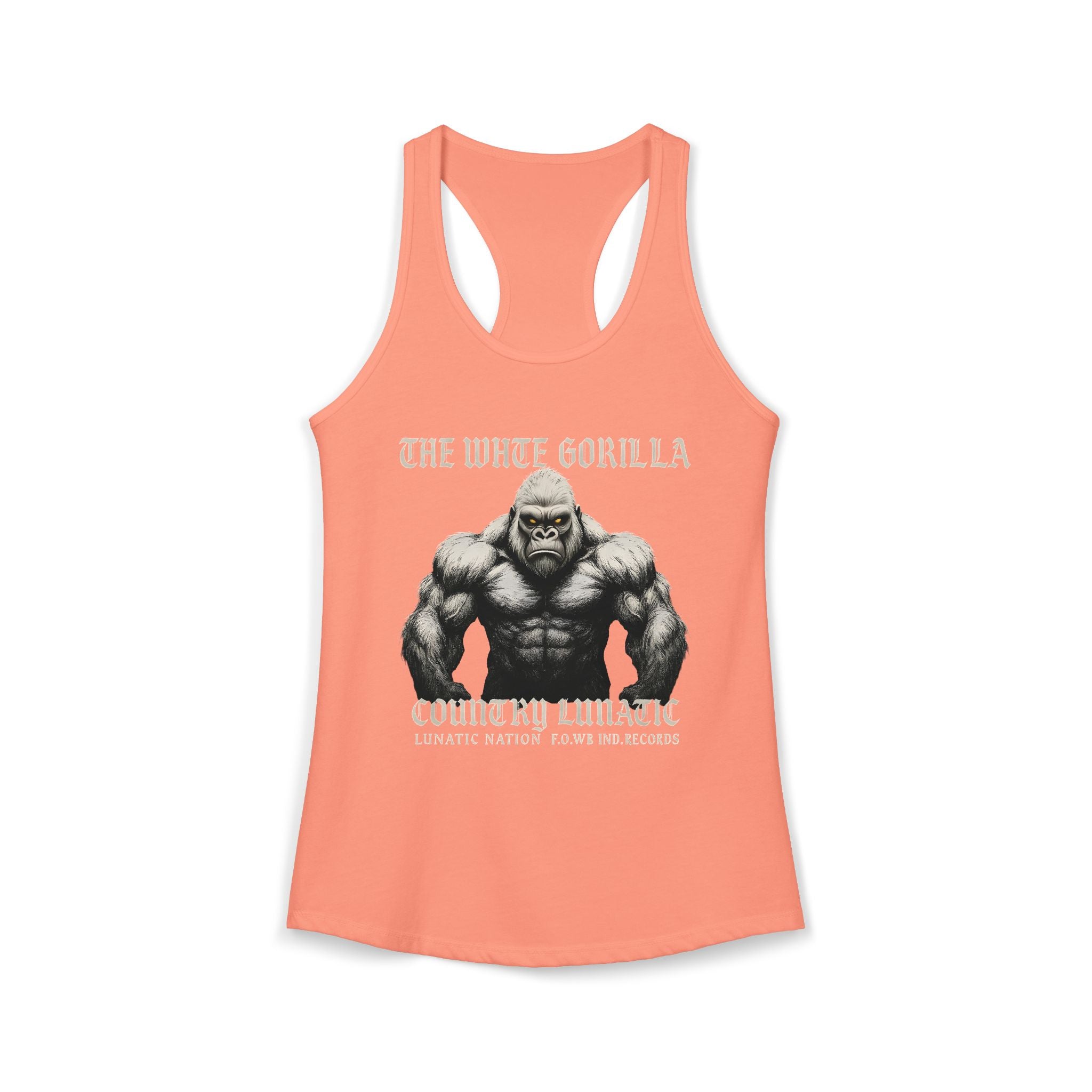 Mighty Gorilla Fitness Tank, Workout Top, Gym Apparel, Gym Tank, Gift for Fitness Lovers, White Gorilla Strength Motivation