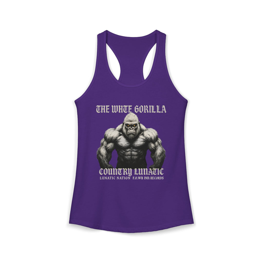 Mighty Gorilla Fitness Tank, Workout Top, Gym Apparel, Gym Tank, Gift for Fitness Lovers, White Gorilla Strength Motivation