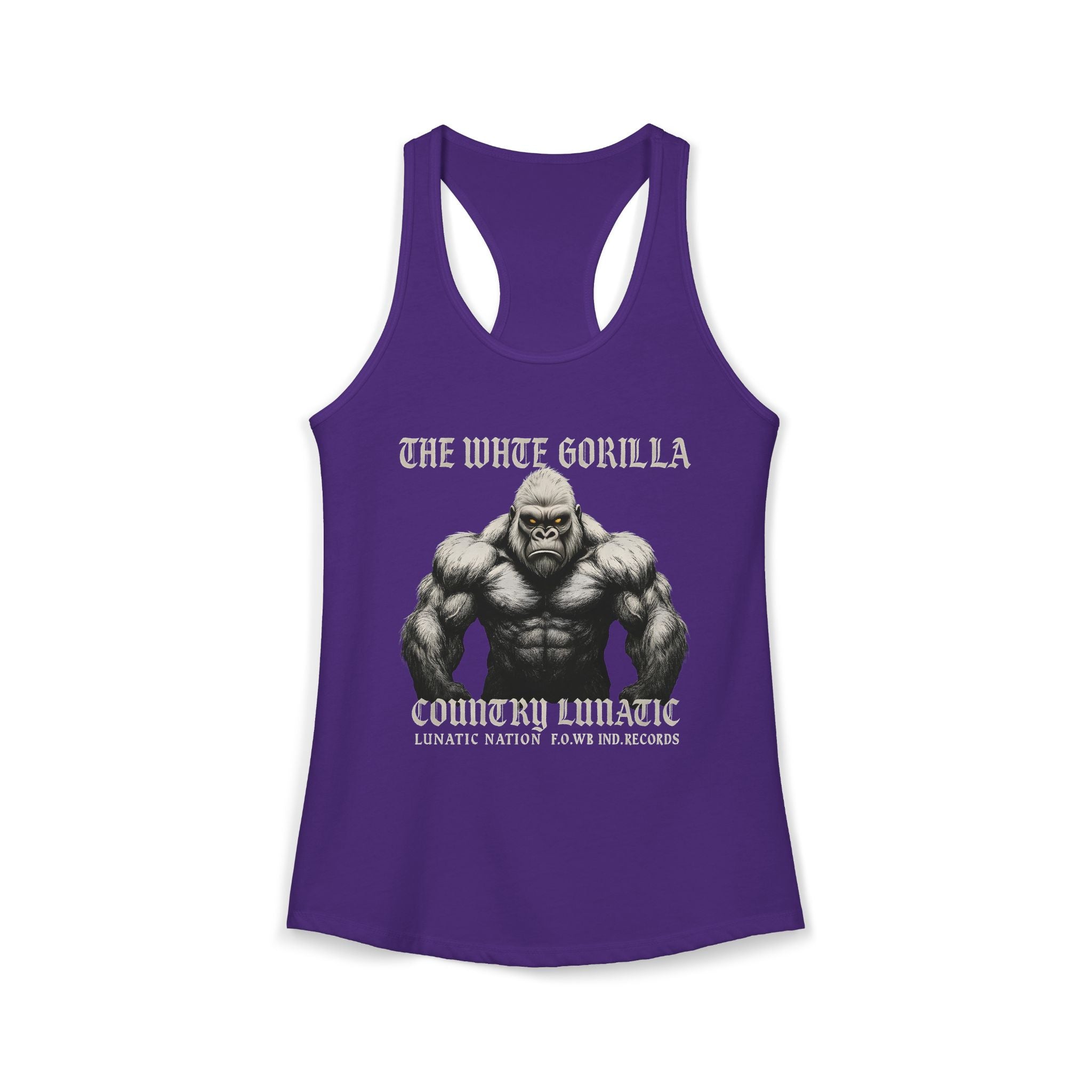 Mighty Gorilla Fitness Tank, Workout Top, Gym Apparel, Gym Tank, Gift for Fitness Lovers, White Gorilla Strength Motivation
