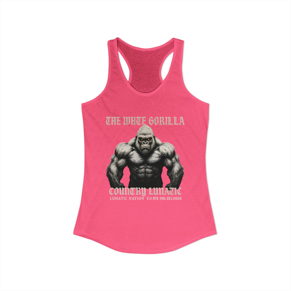 Mighty Gorilla Fitness Tank, Workout Top, Gym Apparel, Gym Tank, Gift for Fitness Lovers, White Gorilla Strength Motivation
